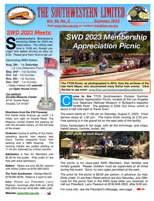 click this link or the image below to view or download the latest edition of the TTOS-SW Division Limited Newsletter