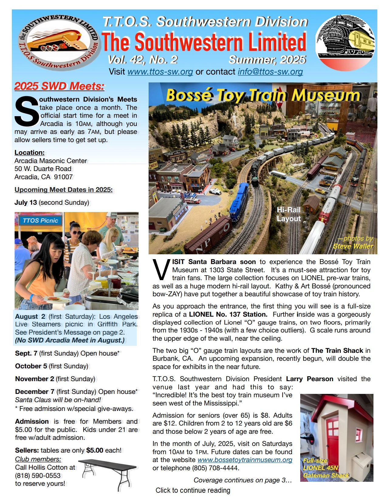 click this link or the image below to view or download the latest edition of the TTOS-SW Division Limited Newsletter