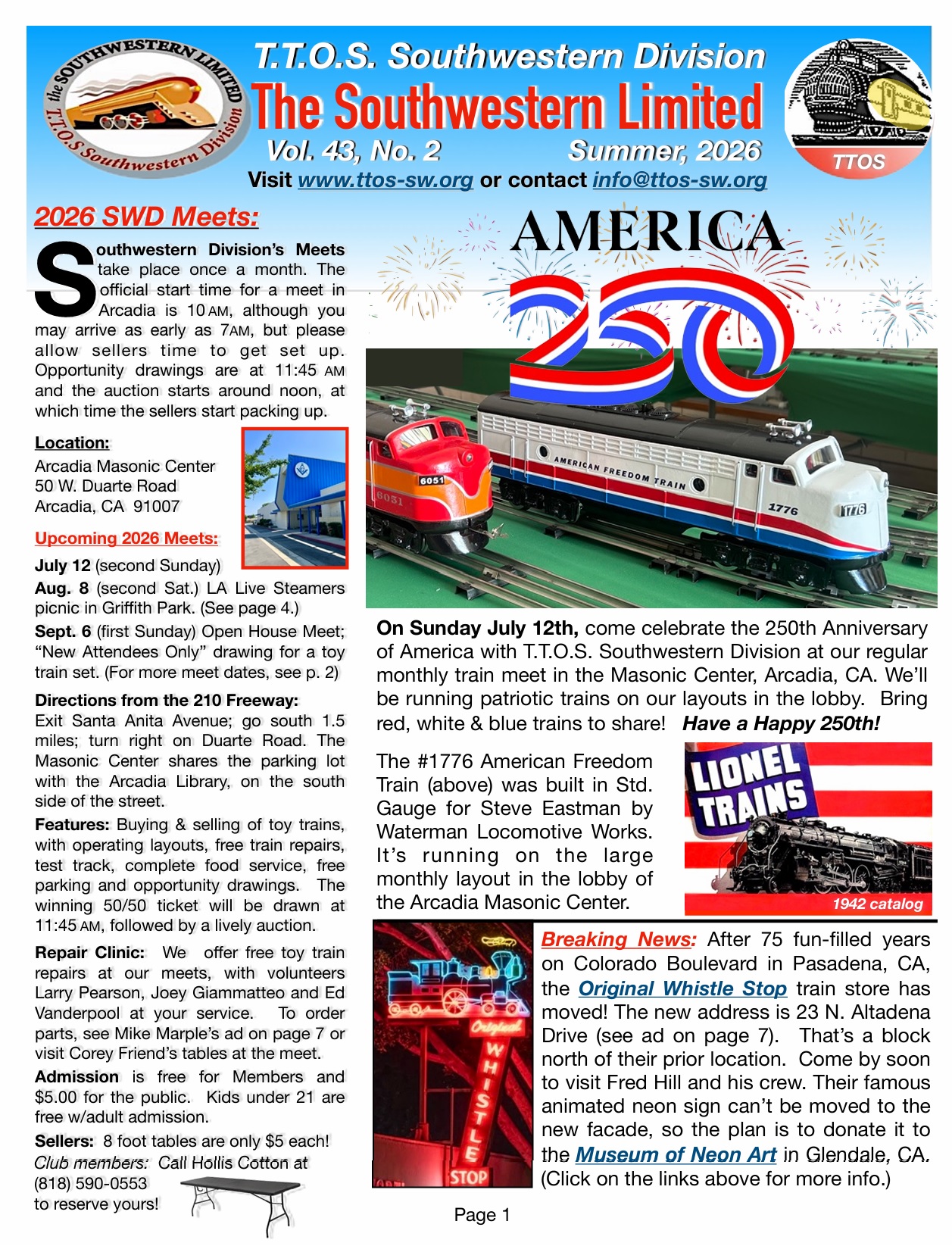 click this link or the image below to view or download the latest edition of the TTOS-SW Division Limited Newsletter